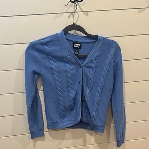 Lands' End Women's Blue Cable Cardigan